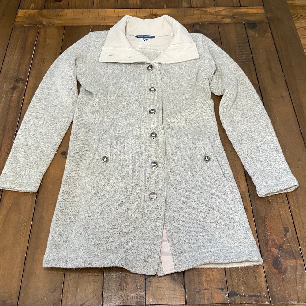 Kuhl Alfpaca Fleece Coat Womens Small Oatmeal Gray Button Front Long Jacket